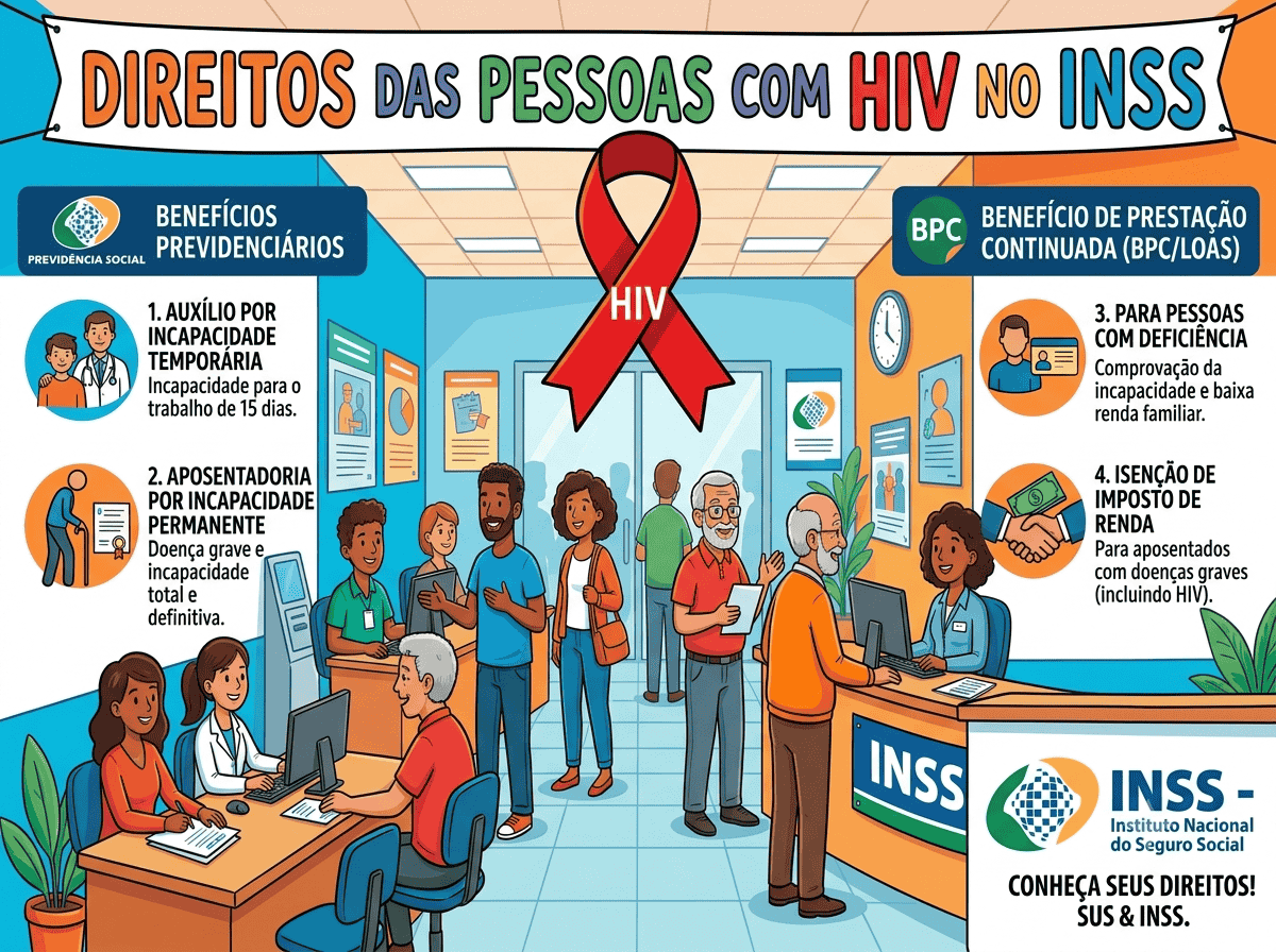 Direitos das Pessoas com HIV no INSS em 2026: Auxílio-Doença, Aposentadoria por Invalidez e BPC